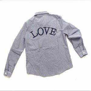 Free Generation Los Angeles Blue Stripe Shirt Love